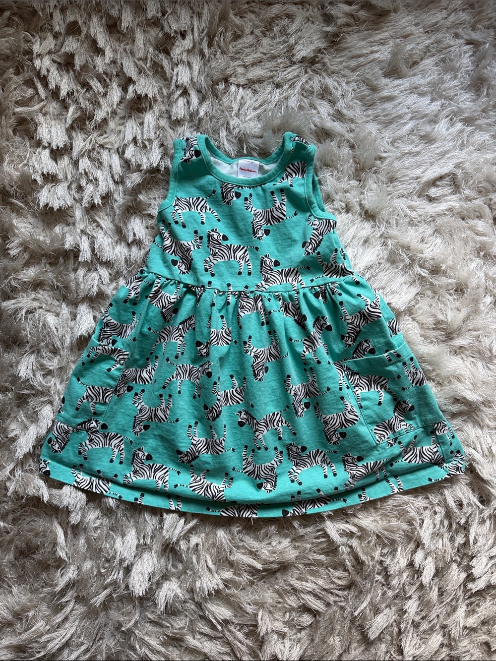 Hanna Andersson Teal Zebra Print Sleeveless Dress